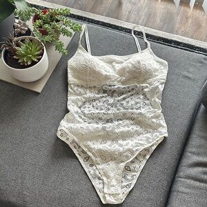NWT Gilly Hicks Cream White Lace Bodysuit